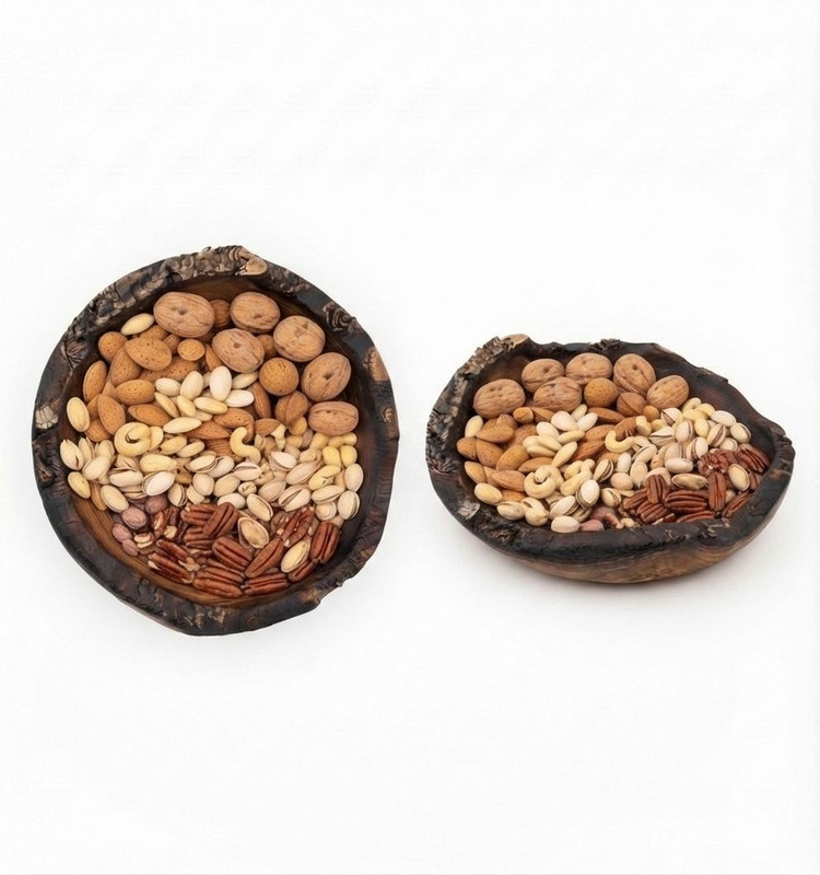 ظرف خراطی شده چوبی با لبه پوستی