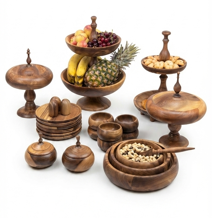 سرویس دوناتی خراطی شده چوبی